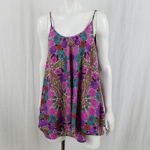 show me your mumu purple floral tier tank top M